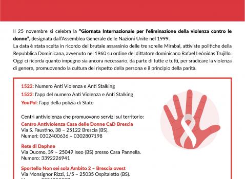 Locandina Giornata Mondiale per l'eliminazione della violenza contro le donne
